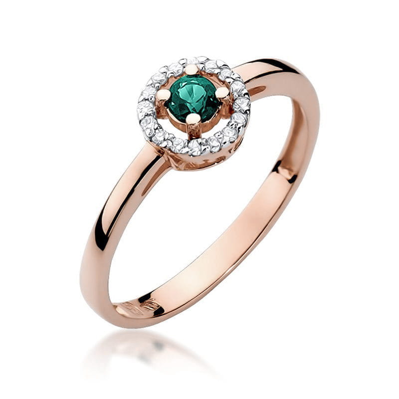 Inel Aur 14K cu Smarald 0.15 ct si Diamante Naturale 0.08 ct, imaginea 8 din 10