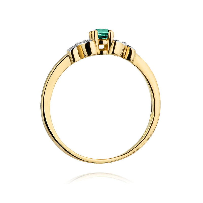 Inel Aur 14K cu Smarald 0.15 ct si Diamante Naturale 0.02 ct, imaginea 3 din 11