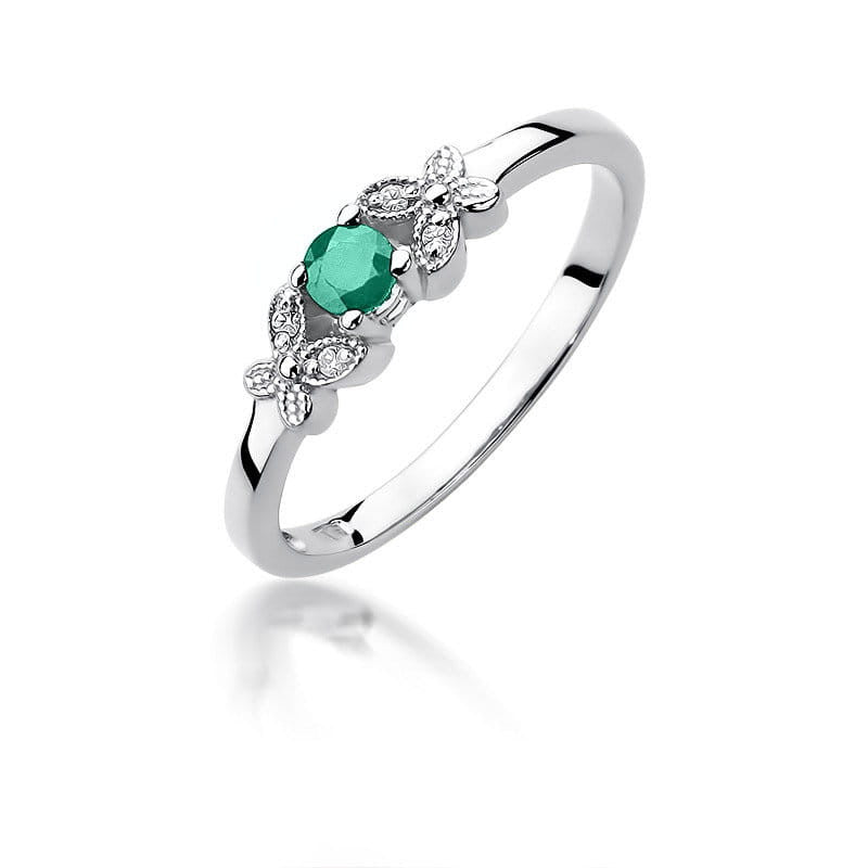 Inel Aur 14K cu Smarald 0.15 ct si Diamante Naturale 0.02 ct, imaginea 5 din 11