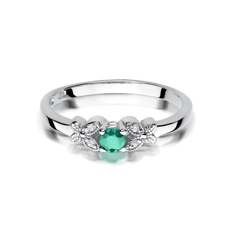 Inel Aur 14K cu Smarald 0.15 ct si Diamante Naturale 0.02 ct, imaginea 6 din 11