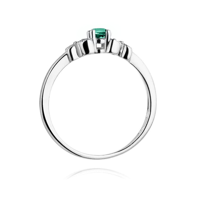 Inel Aur 14K cu Smarald 0.15 ct si Diamante Naturale 0.02 ct, imaginea 7 din 11
