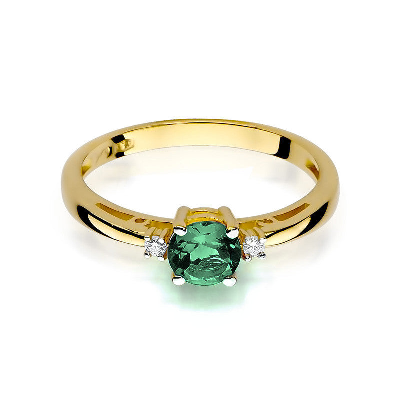 Inel Aur 14K cu Smarald 0.50 ct si Diamante Naturale 0.03 ct, imaginea 2 din 11