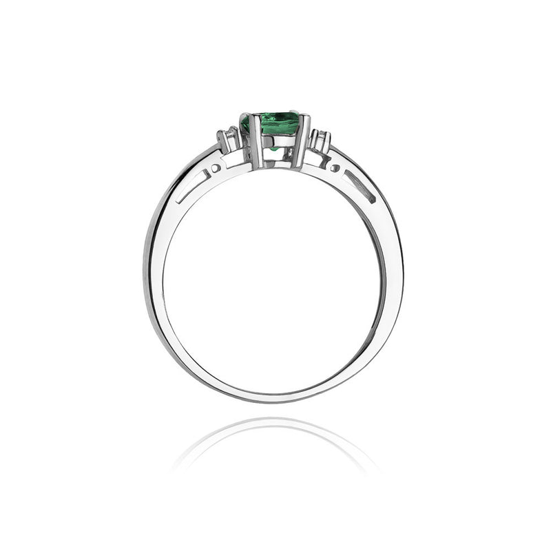 Inel Aur 14K cu Smarald 0.50 ct si Diamante Naturale 0.03 ct, imaginea 7 din 11