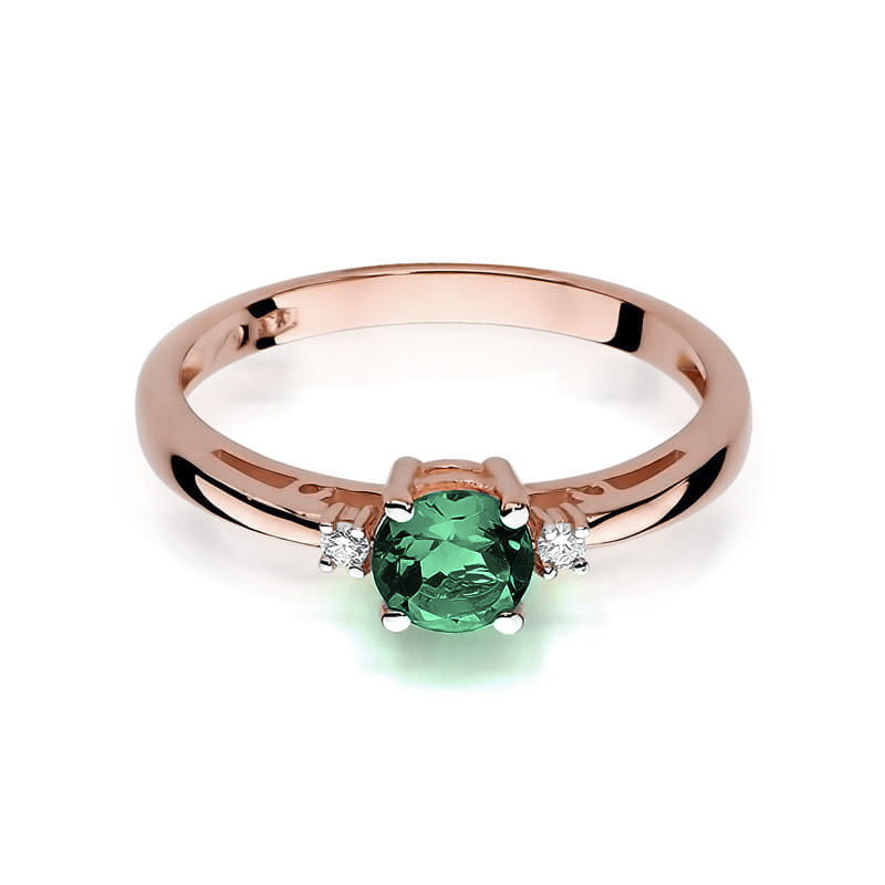 Inel Aur 14K cu Smarald 0.50 ct si Diamante Naturale 0.03 ct, imaginea 9 din 11
