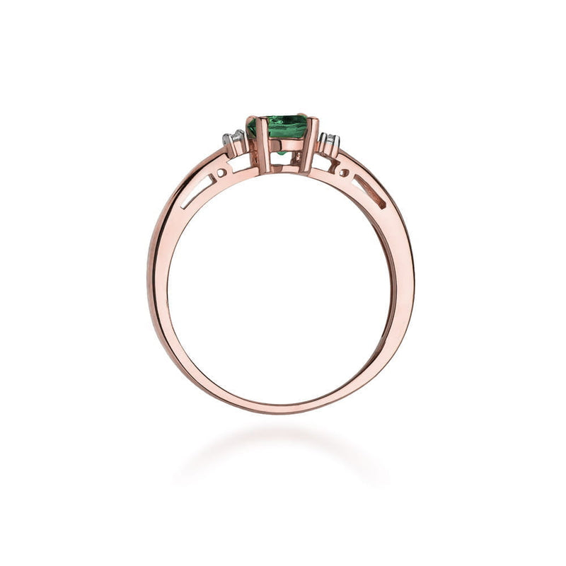 Inel Aur 14K cu Smarald 0.50 ct si Diamante Naturale 0.03 ct, imaginea 10 din 11