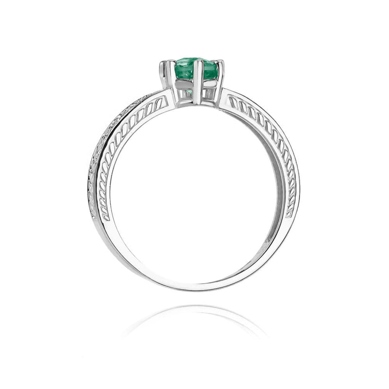 Inel Aur 14K cu Smarald 0.50 ct si Diamante Naturale 0.08 ct, imaginea 7 din 11