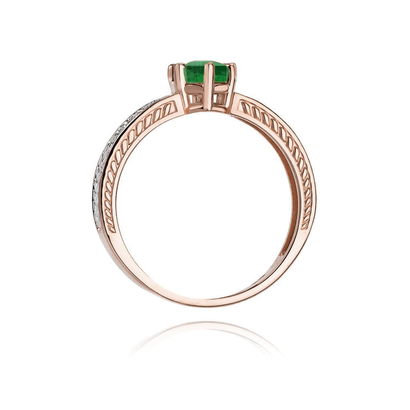 Inel Aur 14K cu Smarald 0.50 ct si Diamante Naturale 0.08 ct, imaginea 10 din 11