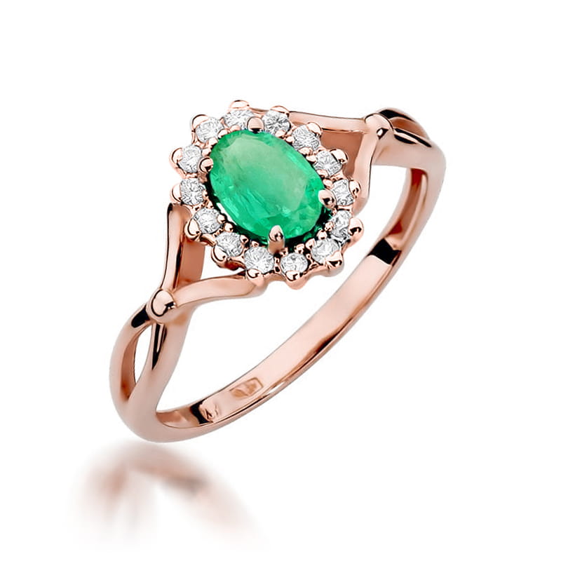 Inel Aur 14K cu Smarald 0.40 ct si Diamante Naturale 0.12 ct, imaginea 8 din 11