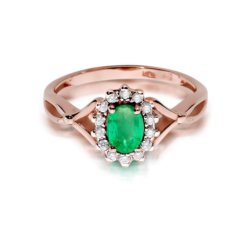 Inel Aur 14K cu Smarald 0.40 ct si Diamante Naturale 0.12 ct, imaginea 9 din 11