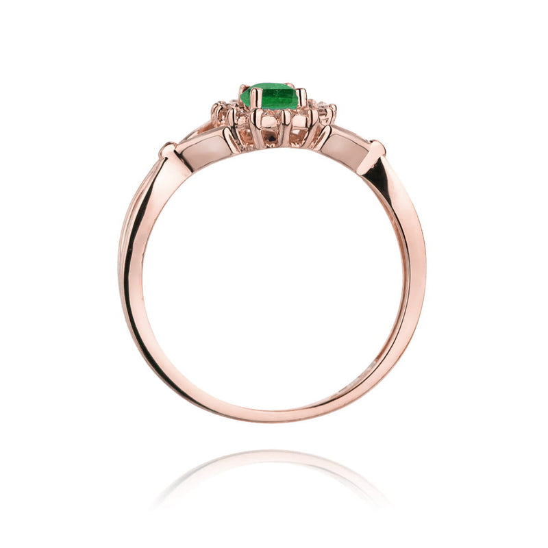 Inel Aur 14K cu Smarald 0.40 ct si Diamante Naturale 0.12 ct, imaginea 10 din 11