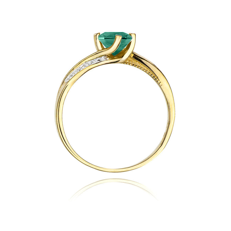Inel Aur 14K cu Smarald 0.50 ct si Diamante Naturale 0.05 ct, imaginea 3 din 11