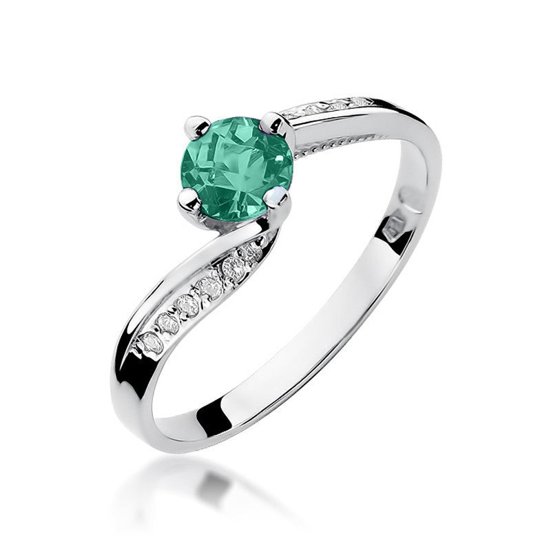 Inel Aur 14K cu Smarald 0.50 ct si Diamante Naturale 0.05 ct, imaginea 5 din 11