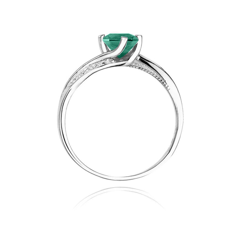 Inel Aur 14K cu Smarald 0.50 ct si Diamante Naturale 0.05 ct, imaginea 7 din 11
