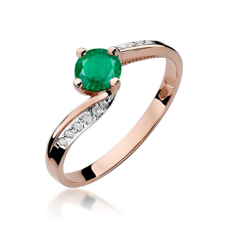 Inel Aur 14K cu Smarald 0.50 ct si Diamante Naturale 0.05 ct, imaginea 8 din 11
