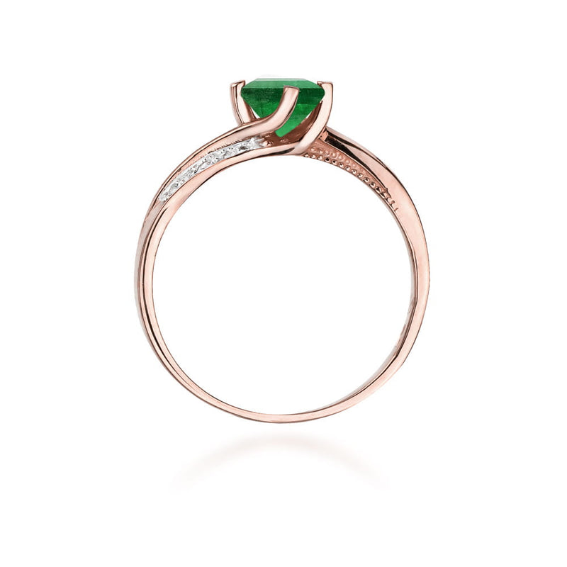 Inel Aur 14K cu Smarald 0.50 ct si Diamante Naturale 0.05 ct, imaginea 9 din 11