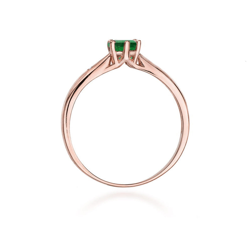 Inel Aur 14K cu Smarald 0.50 ct si Diamante Naturale 0.01 ct, imaginea 11 din 12