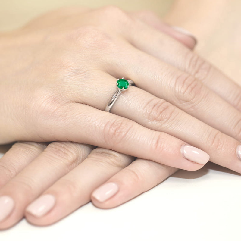 Inel Aur 14K cu Smarald 0.50 ct si Diamante Naturale 0.01 ct, imaginea 8 din 12