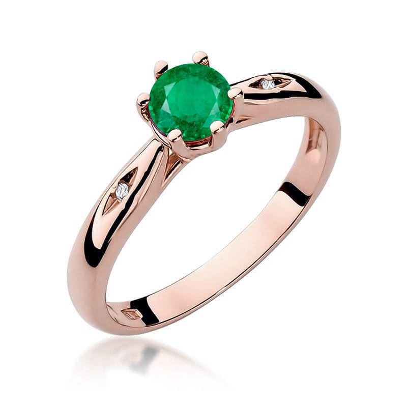 Inel Aur 14K cu Smarald 0.50 ct si Diamante Naturale 0.01 ct, imaginea 9 din 12