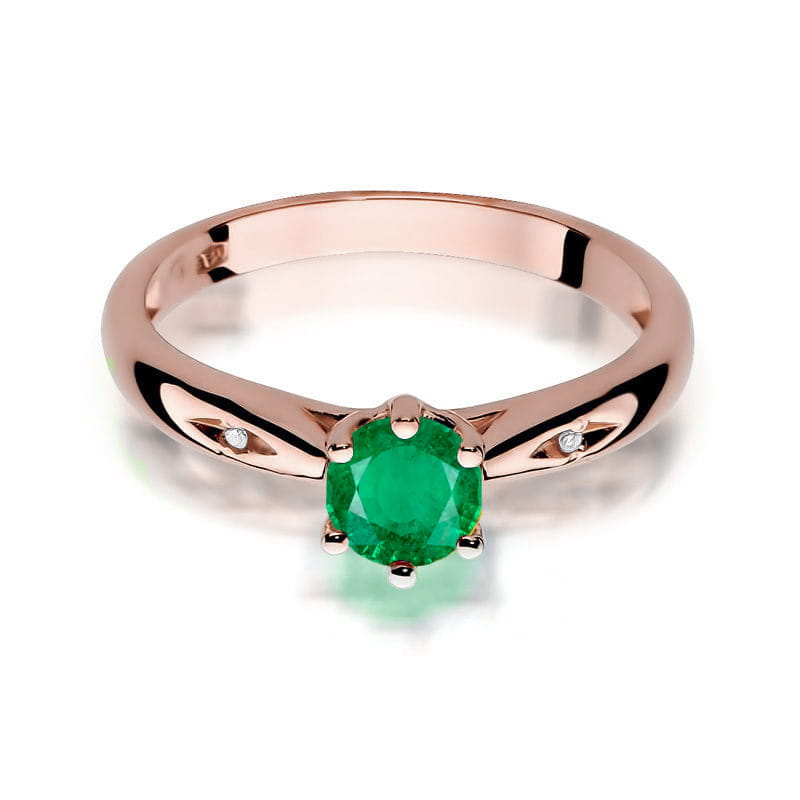 Inel Aur 14K cu Smarald 0.50 ct si Diamante Naturale 0.01 ct, imaginea 10 din 12