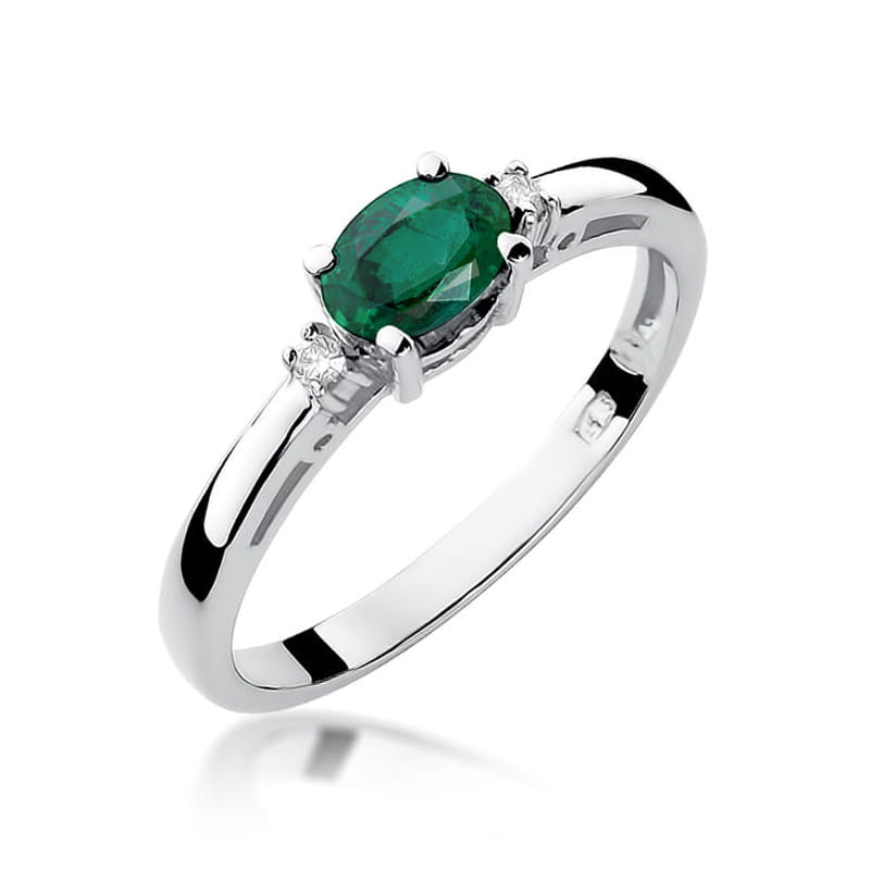 Inel Aur 14K cu Smarald 0.40 ct si Diamante Naturale 0.03 ct, imaginea 9 din 12