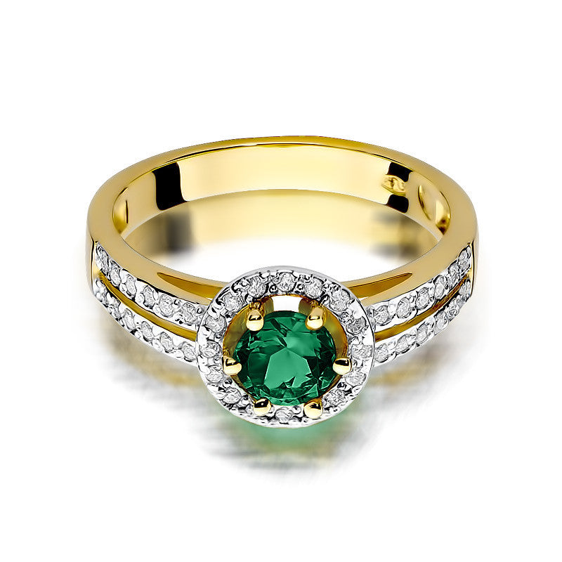 Inel Aur 14K cu Smarald 0.50 ct si Diamante Naturale 0.20 ct, imaginea 2 din 11