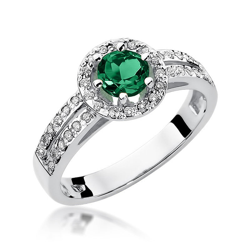 Inel Aur 14K cu Smarald 0.50 ct si Diamante Naturale 0.20 ct, imaginea 5 din 11