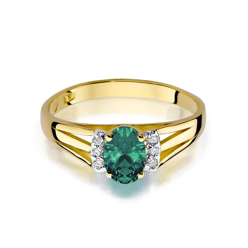 Inel Aur 14K cu Smarald 0.40 ct si Diamante Naturale 0.05 ct, imaginea 2 din 11