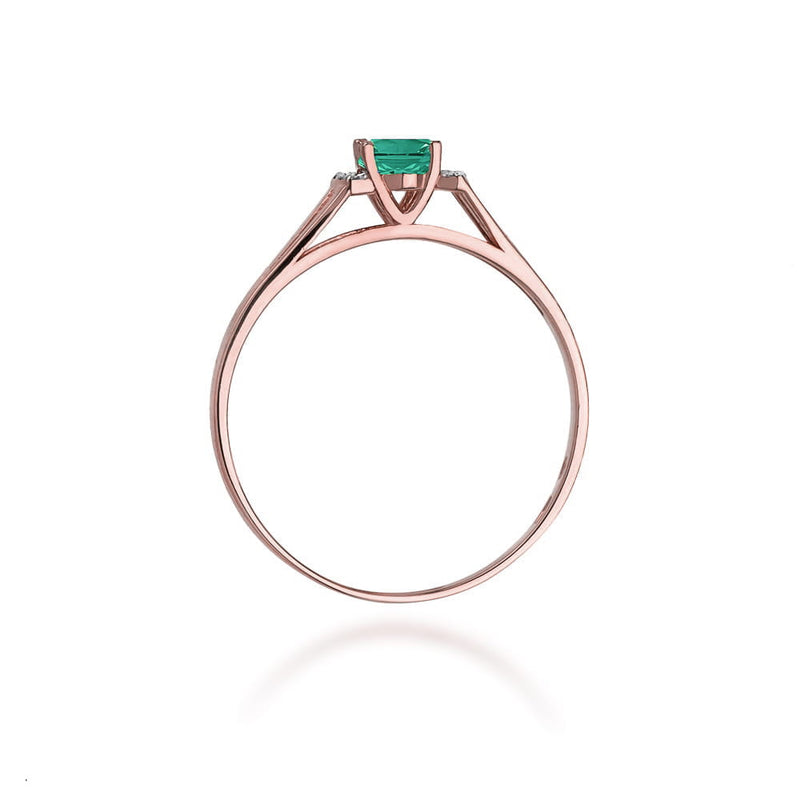 Inel Aur 14K cu Smarald 0.40 ct si Diamante Naturale 0.05 ct, imaginea 10 din 11