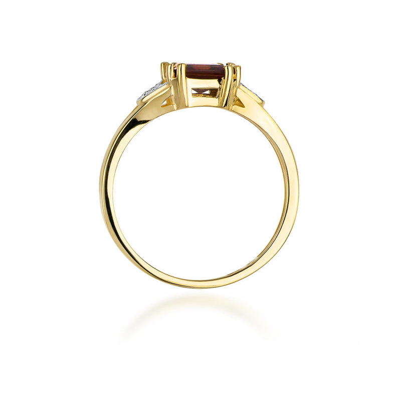 Inel Aur 14K cu Granat 1.30 ct si Diamante Naturale 0.06 ct, imaginea 3 din 12