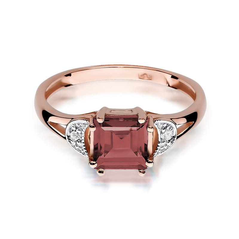 Inel Aur 14K cu Granat 1.30 ct si Diamante Naturale 0.06 ct, imaginea 6 din 12