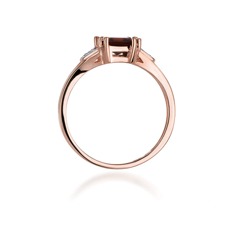 Inel Aur 14K cu Granat 1.30 ct si Diamante Naturale 0.06 ct, imaginea 7 din 12