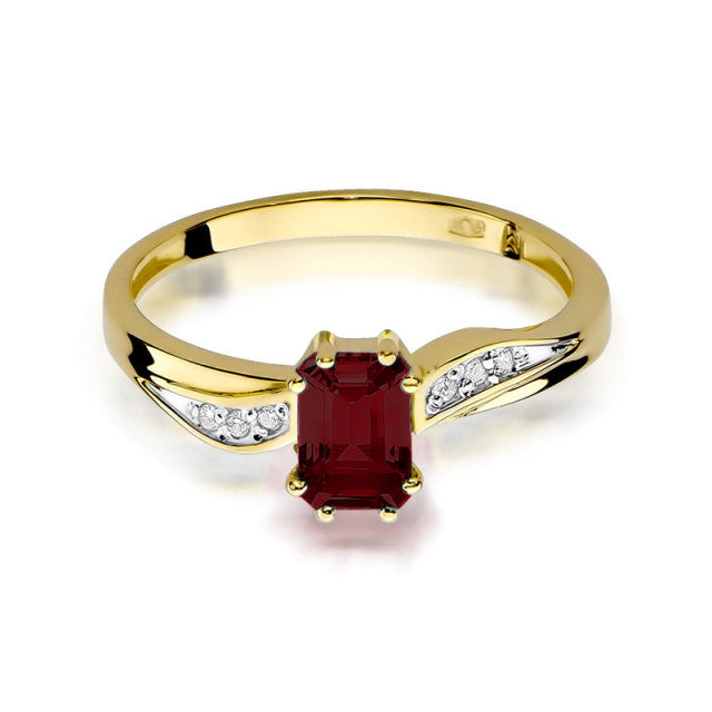 Inel Aur 14K cu Granat 0.70 ct si Diamante Naturale 0.03 ct, imaginea 2 din 11
