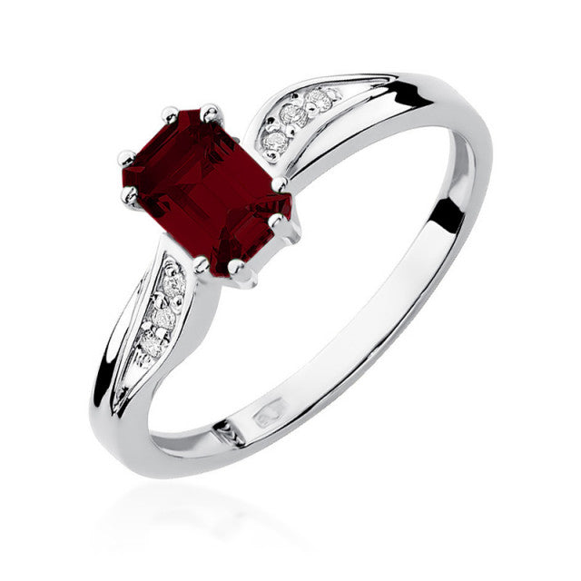 Inel Aur 14K cu Granat 0.70 ct si Diamante Naturale 0.03 ct, imaginea 5 din 11