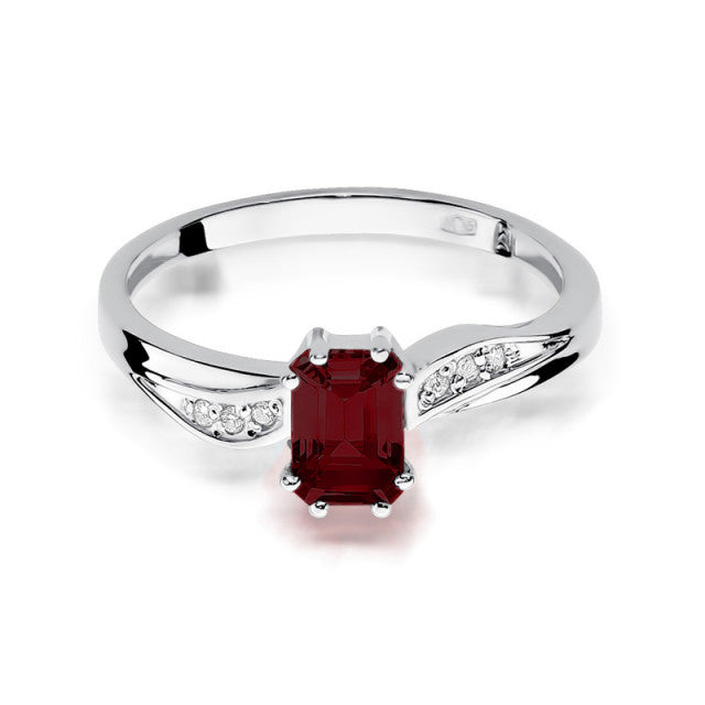 Inel Aur 14K cu Granat 0.70 ct si Diamante Naturale 0.03 ct, imaginea 6 din 11