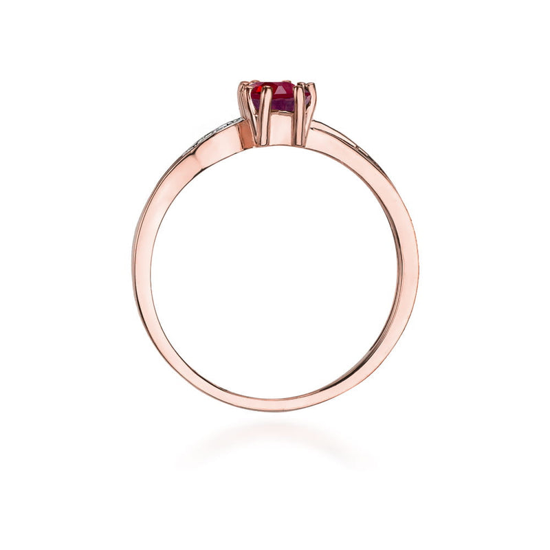 Inel Aur 14K cu Granat 0.70 ct si Diamante Naturale 0.03 ct, imaginea 10 din 11