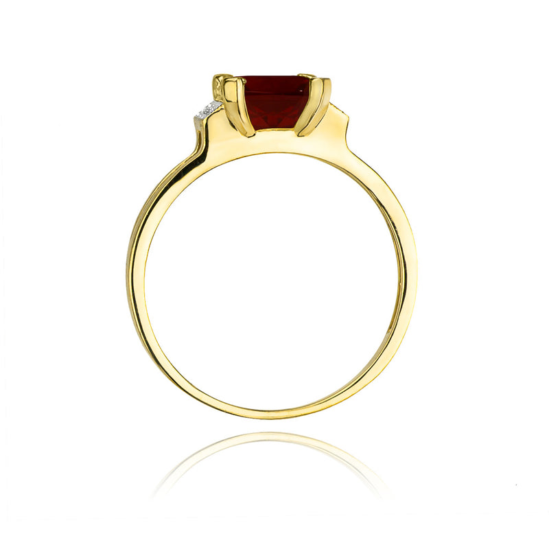Inel Aur 14K cu Granat 1.30 ct si Diamante Naturale 0.03 ct, imaginea 3 din 10