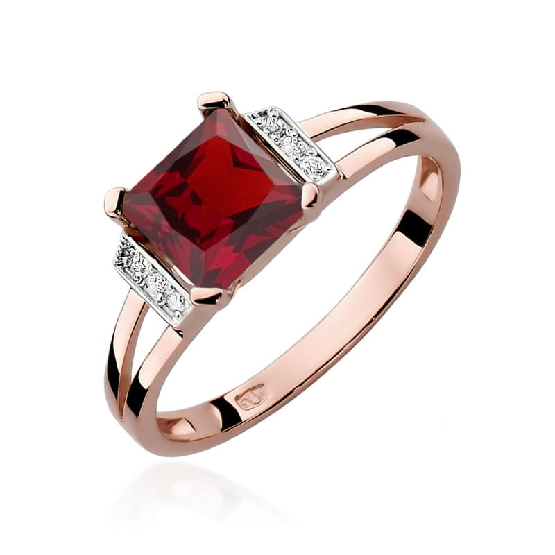 Inel Aur 14K cu Granat 1.30 ct si Diamante Naturale 0.03 ct, imaginea 8 din 10