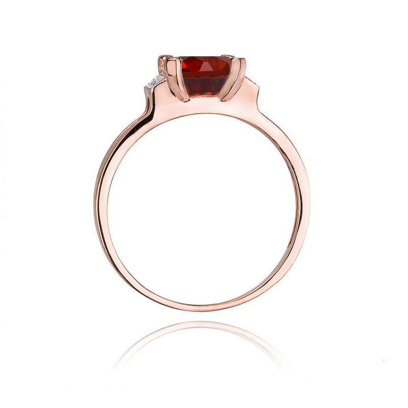 Inel Aur 14K cu Granat 1.30 ct si Diamante Naturale 0.03 ct, imaginea 10 din 10