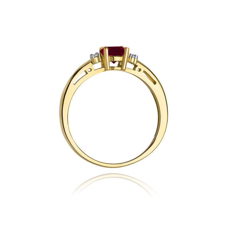 Inel Aur 14K cu Granat 0.60 ct si Diamante Naturale 0.03 ct, imaginea 4 din 10