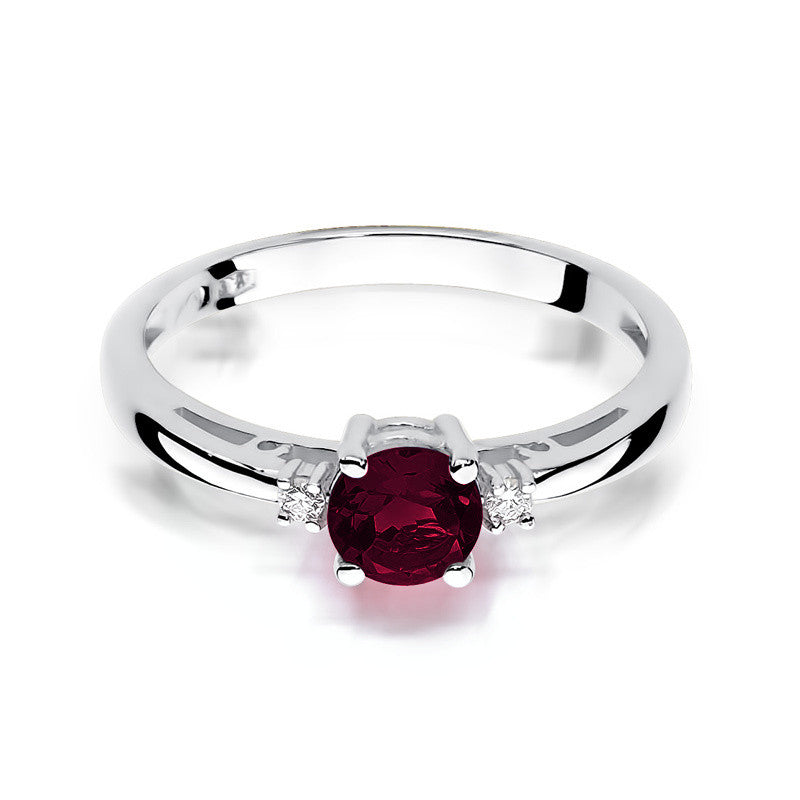 Inel Aur 14K cu Granat 0.60 ct si Diamante Naturale 0.03 ct, imaginea 6 din 10