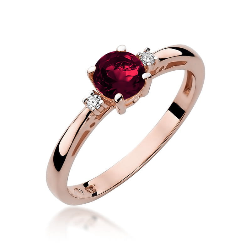Inel Aur 14K cu Granat 0.60 ct si Diamante Naturale 0.03 ct, imaginea 8 din 10