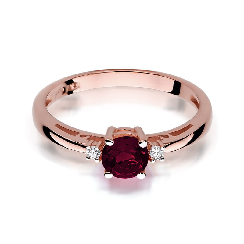 Inel Aur 14K cu Granat 0.60 ct si Diamante Naturale 0.03 ct, imaginea 9 din 10