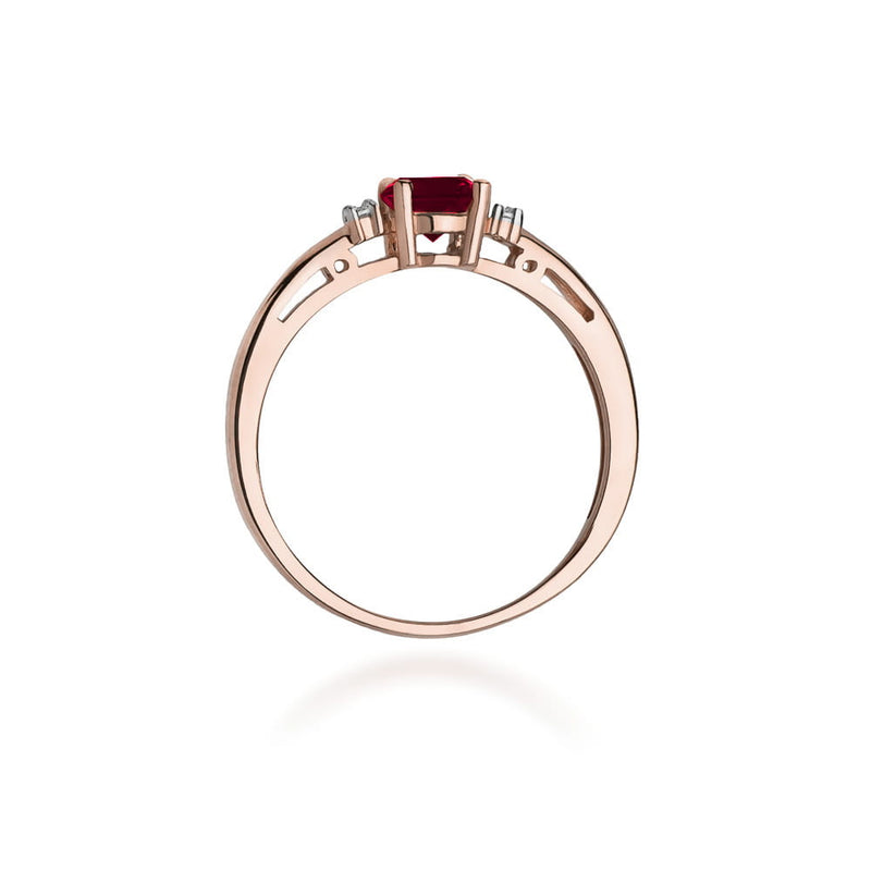 Inel Aur 14K cu Granat 0.60 ct si Diamante Naturale 0.03 ct, imaginea 10 din 10