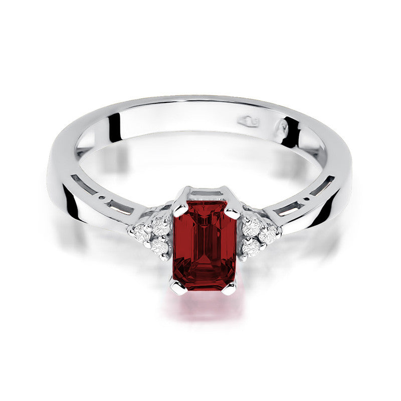 Inel Aur 14K cu Granat 0.70 ct si Diamante Naturale 0.03 ct, imaginea 5 din 9