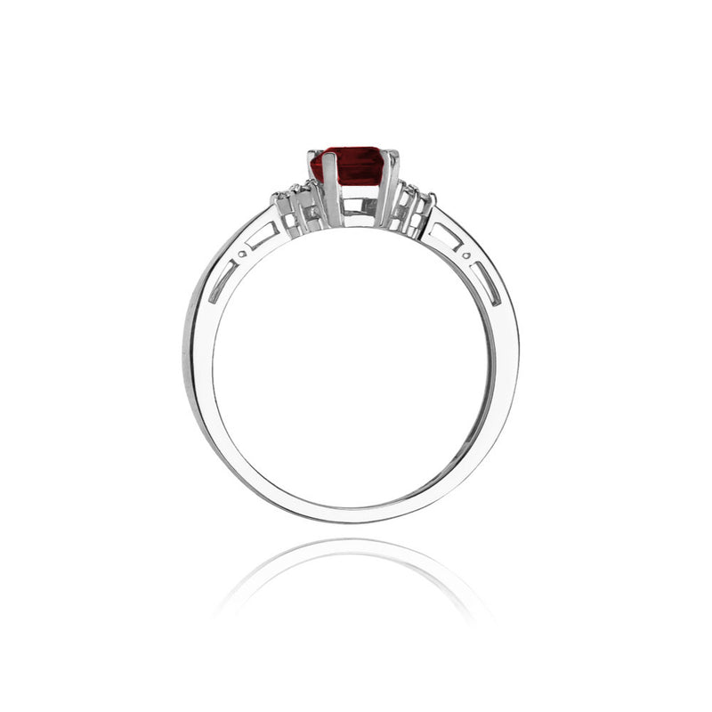 Inel Aur 14K cu Granat 0.70 ct si Diamante Naturale 0.03 ct, imaginea 6 din 9