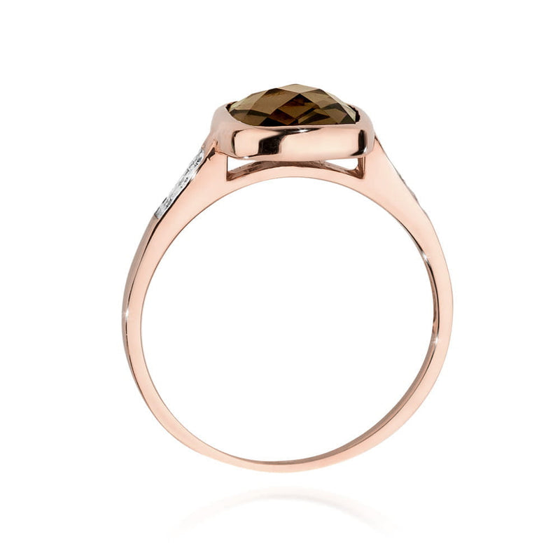 Inel Aur 14K cu Smoky Quartz 2.00 ct si Diamante Naturale 0.03 ct, imaginea 12 din 13