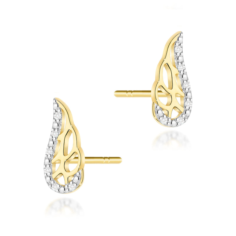 Cercei Aur 14K cu Diamante Naturale 0.06 ct — Aur galben