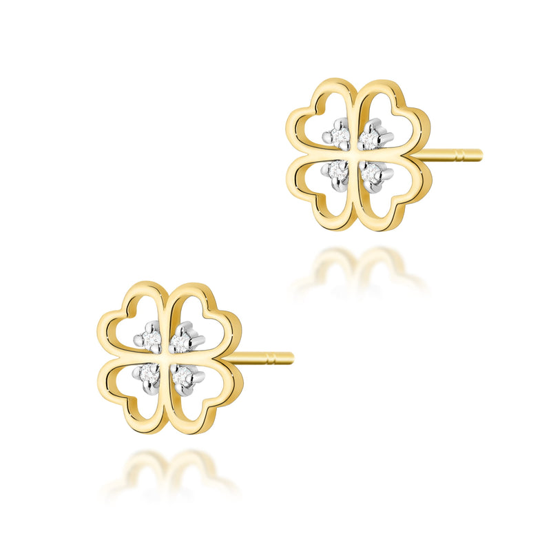 Cercei Aur 14K cu Diamante Naturale 0.04 ct — Aur galben