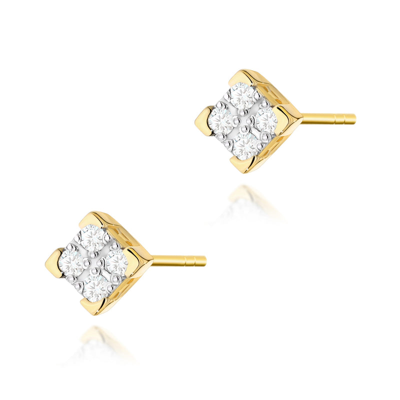 Cercei Aur 14K cu Diamante Naturale 0.16 ct — Aur galben