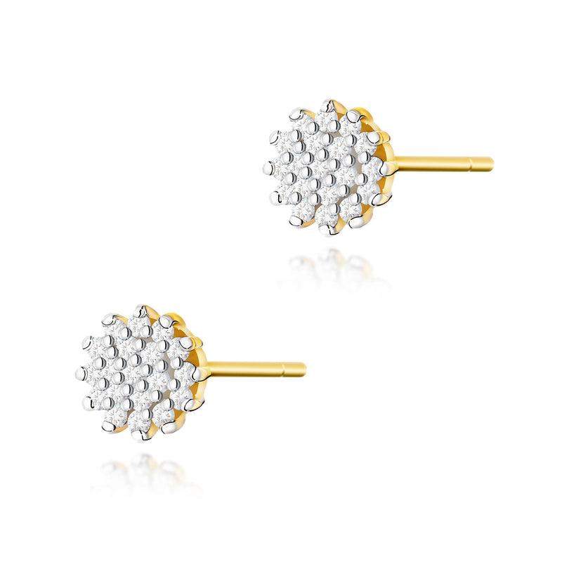 Cercei Aur 14K cu Diamante Naturale 0.19 ct — Aur galben
